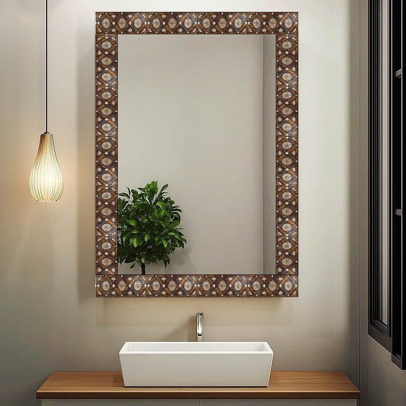 IVN Wallpaper Border Peel and Stick Decorative Wall Trim Self Adhesive Vintage Carved Floral Wood Pattern Design Wallpaper for Bathroom Laundry Room Pool Area Mirror Frame Shelf Wall Edge 4x196 Inch - Image 4